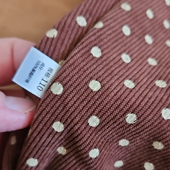 Brown Polka Dot Corduroy Balloon Pants - Picture 2 of 6